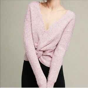 Anthropologie Twist Back Lavender Sweater Medium